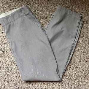 Max Studio Pants large Pinstripe Seersucker Womens Pull On Ankle Cropped Stripe